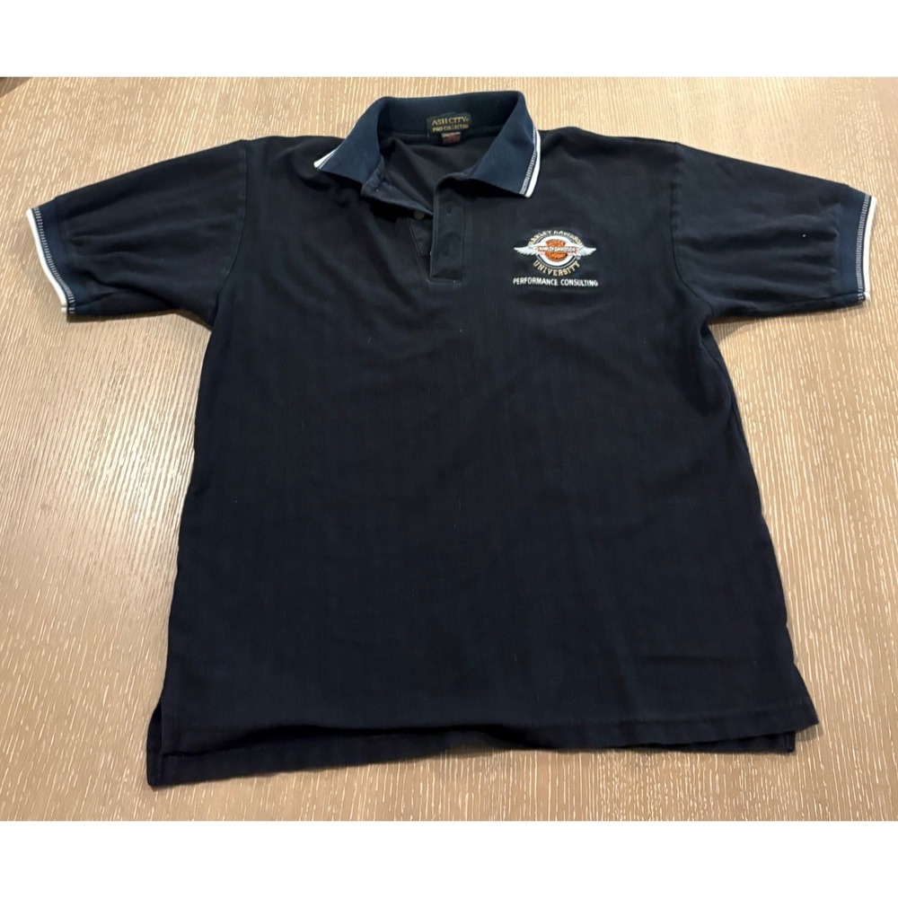 Vtg Harley-Davidson Performance Consulting Polo Shirt Mens Large Black‎ EUC